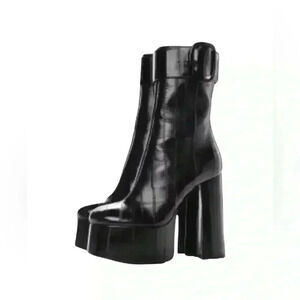 SAINT LAURENT 140mm Eel  Platform Buckle Booties